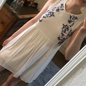 white floral embroidered dress